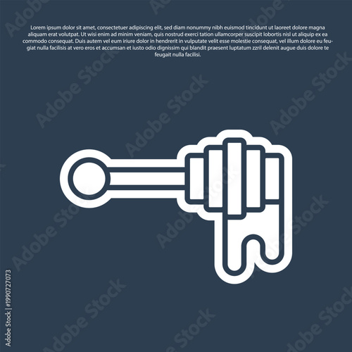 Blue line Honey dipper stick with dripping honey icon isolated on blue background. Honey ladle. Vector