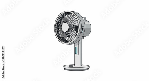A stationary fan with adjustable tilt and oscillating head for cooling purposes