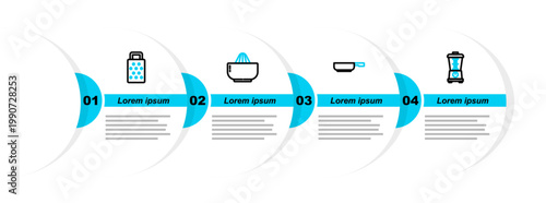 Set line Blender, Frying pan, Citrus fruit juicer and Grater icon. Vector