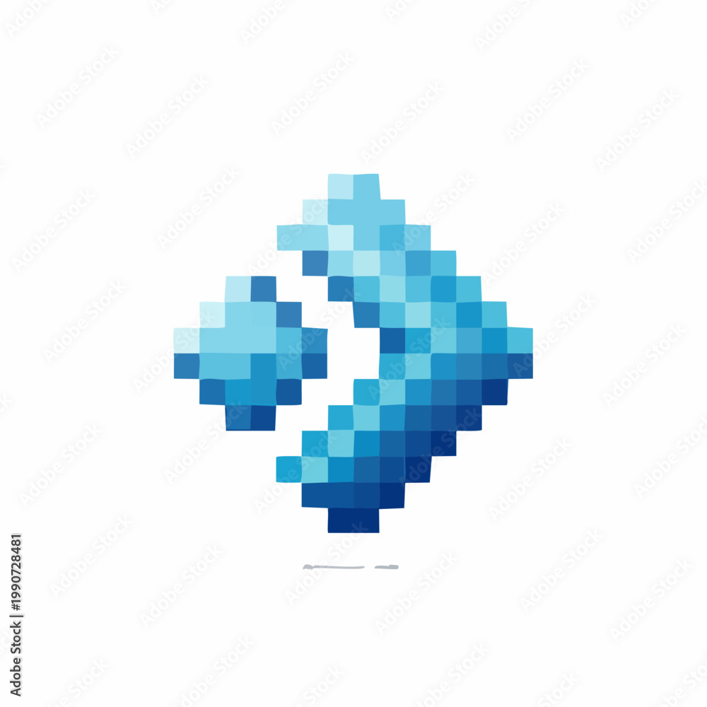 Fototapeta premium Pixel art blue swirl design.