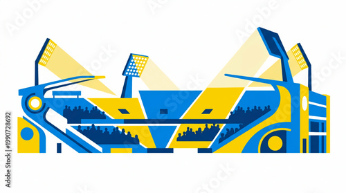 Abstract vector illustration of a sports stadium with crowds and spotlights