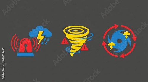 Weather Emergency and Natural Disaster Icons Set