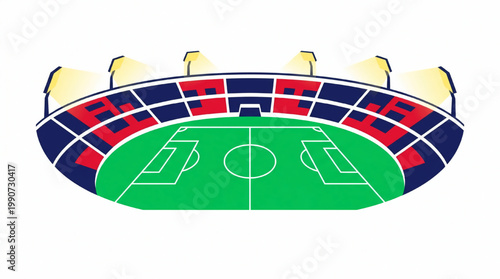 Illustration of a football stadium with floodlights at night