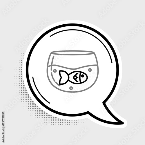 Line Aquarium with fish icon isolated on grey background. Round glass aquarium. Aquarium for home and pets. Colorful outline concept. Vector