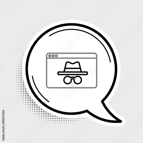 Line Browser incognito window icon isolated on grey background. Colorful outline concept. Vector