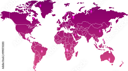 world Map Vector, World Continent Locations, Pink Gradient Data Visualization vector illustration