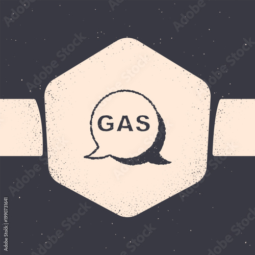Grunge Location and petrol or gas station icon isolated on grey background. Car fuel symbol. Gasoline pump. Monochrome vintage drawing. Vector