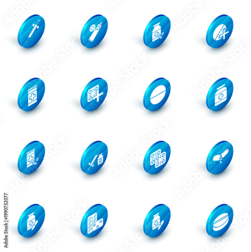 Set Ointment cream tube medicine, Medicine bottle and pills, or tablet, Pills blister pack, and icon. Vector