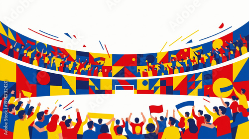 Abstract vector illustration of a crowded stadium during a sports match