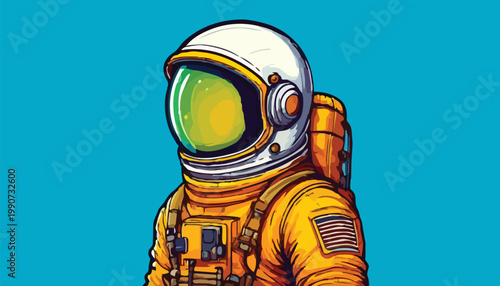 Illustration of an Astronaut in a Spacesuit Against a Blue Background.