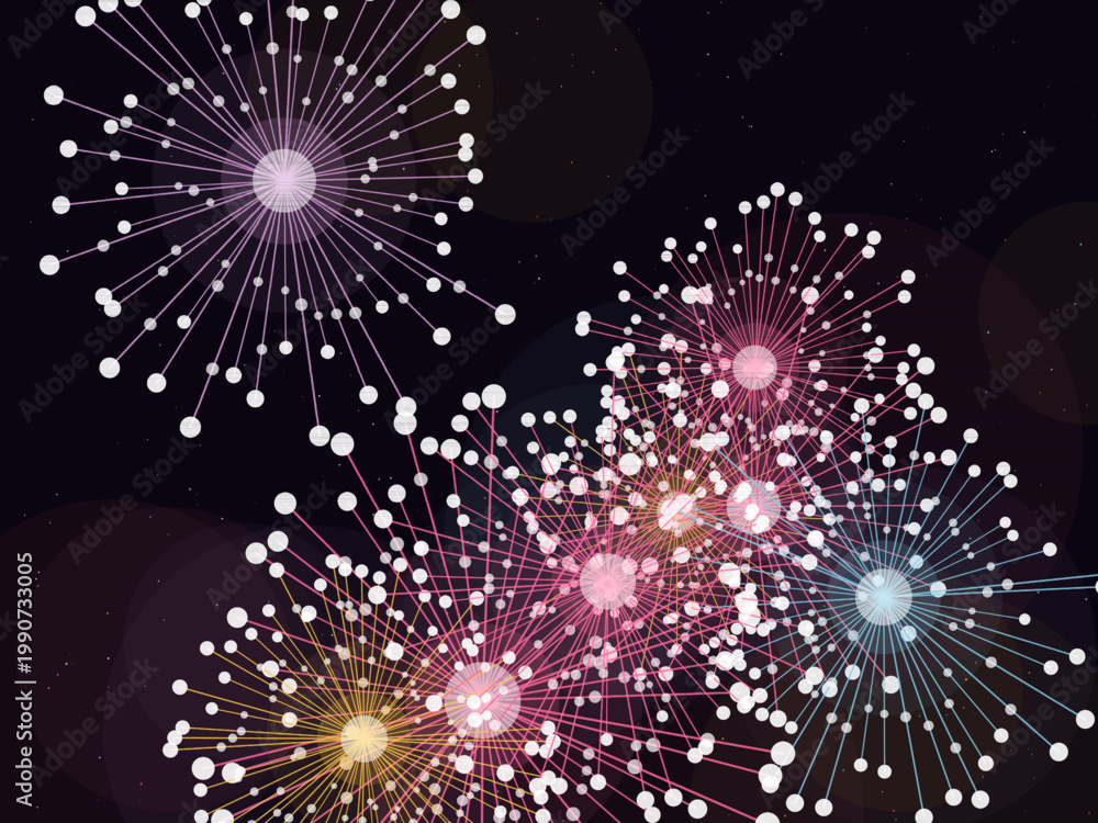 Obraz premium Festive Fireworks Explosion Pattern Party Design