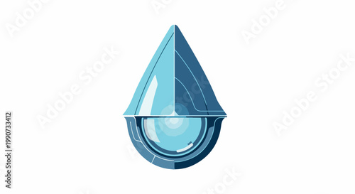 A sleek and modern stylized water droplet icon with a geometric base