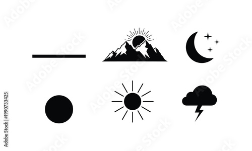 Collection of icons representing various weather and celestial conditions