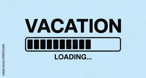 Vacation loading concept with progress bar on light blue, symbolic of anticipation for holidays.