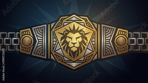 Golden Lion Championship Belt Emblematic Design.