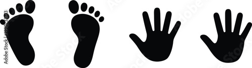 Childs foot and hand prints icon vector design for baby care parenting childhood memory family keepsake concept illustration