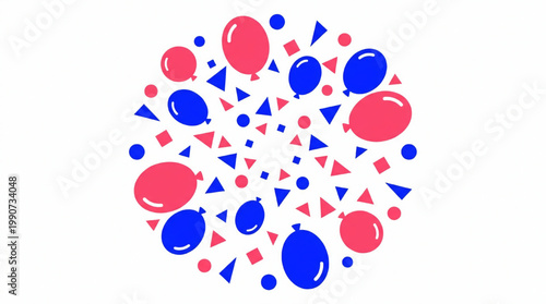 Festive Balloons and Confetti Celebration Design.