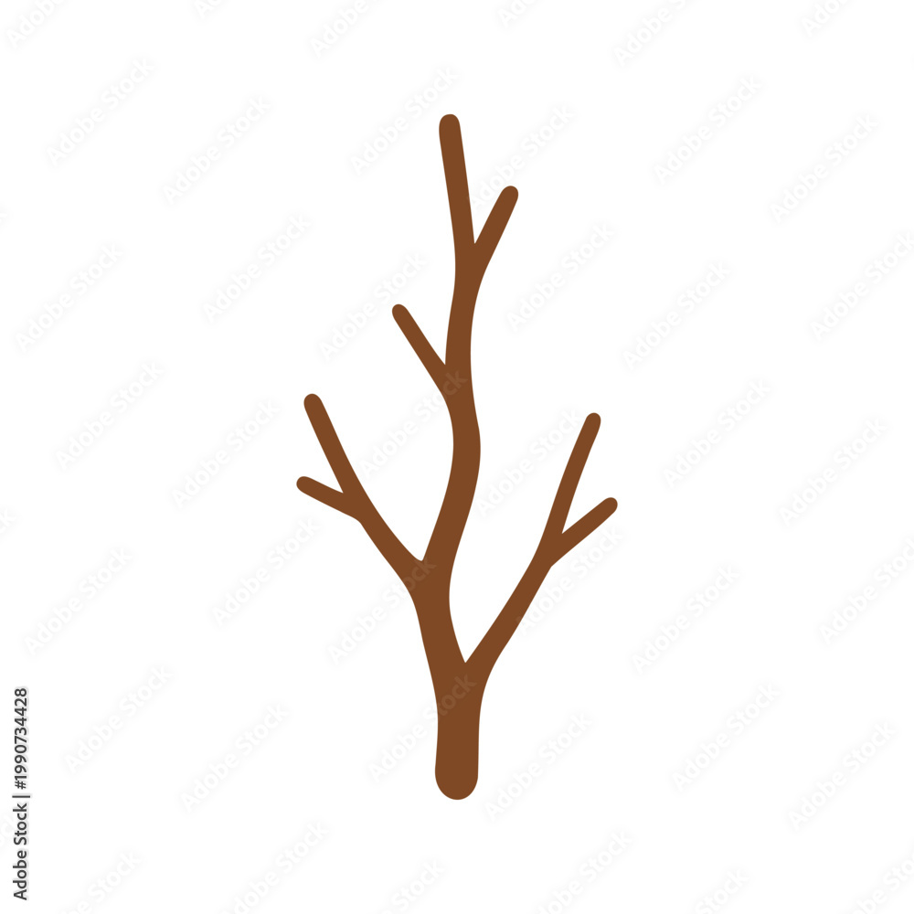 Fototapeta premium Simple tree branch with a brown color and minimalist design on white background