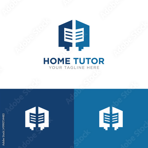 House school education logo design. Student housing logo template. Home Tutor logo design. Study Book with House Logo Template Design