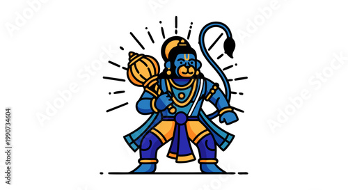 Vibrant Illustration of Lord Hanuman Performing His Duty During Hanuman Jayanti Celebrations