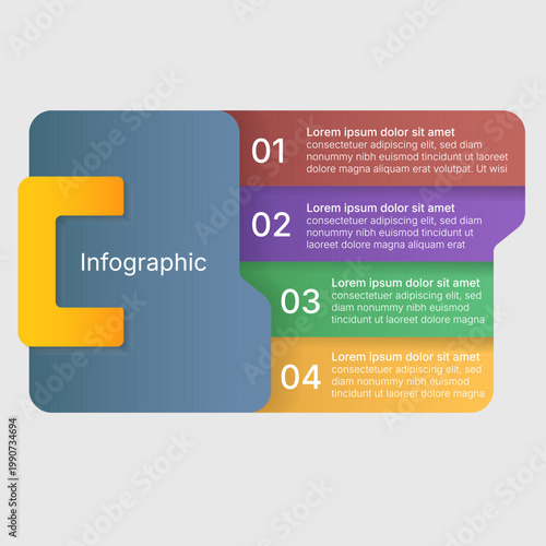 Modern folder style infographic template with four process steps