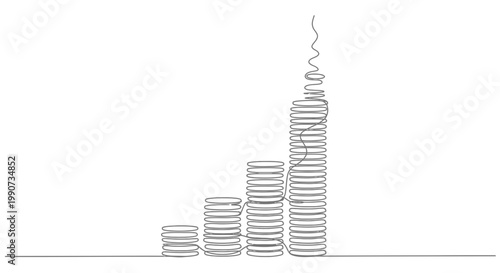 Coins stacked in ascending order.