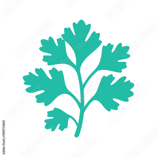 Refreshing cilantro sprig in a minimalist design, conveying culinary freshness and natural flavors
