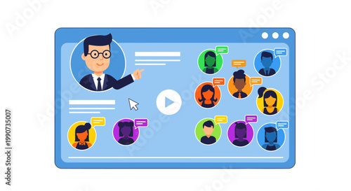 Online meeting, video conference, remote team collaboration, virtual communication