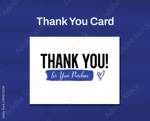 Thank You Bold Blue Typography Minimal Customer Appreciation Card Template