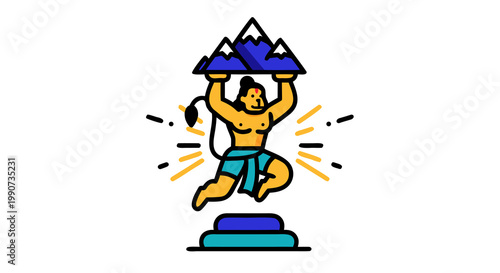 Vibrant Hanuman Jayanti Celebration with Lord Hanuman Holding Mountains - A Colorful Illustration