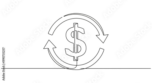 Dollar Sign with Circular Arrows Moving.