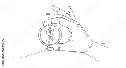 Hand holding money coin with dollar.