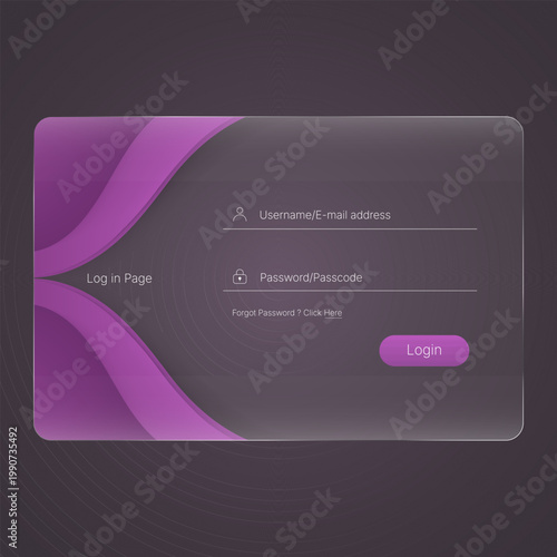 Modern purple gradient login interface template with smooth curves