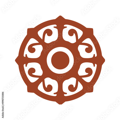 Dharma wheel shines as an important symbol in buddhism and represents the teachings of the buddha