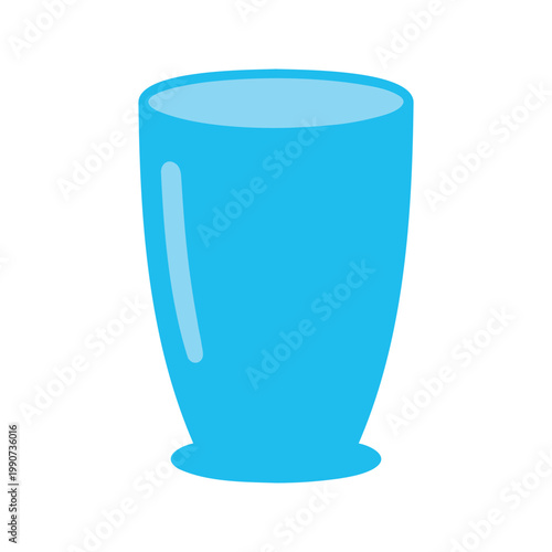 Light blue glass with curved shape is displayed on a white background