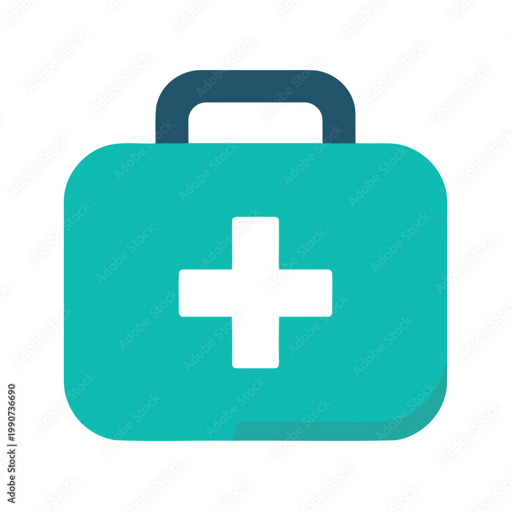 Obraz premium Medical bag illustration of a first aid kit with a white cross