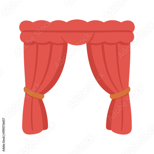 Elegant red stage curtains with a valance creates a theatrical atmosphere