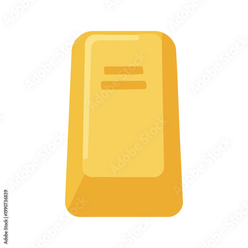 Cartoon gold bar shines, portraying wealth and success in a minimalist design