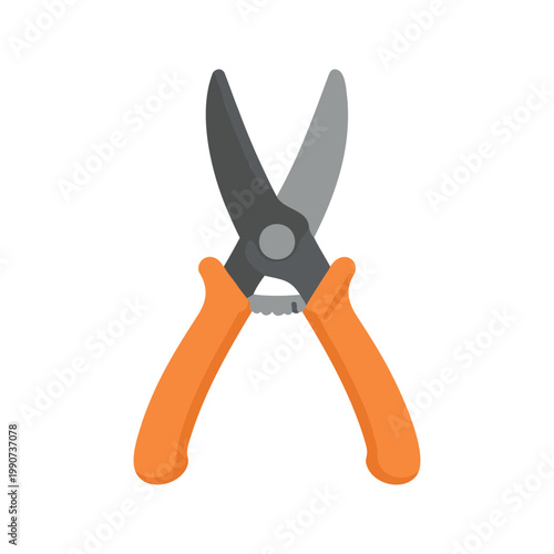 Illustration of garden pruners with sharp blades and orange handles