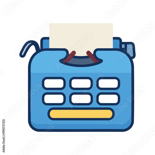 Illustration of a retro typewriter with a blank sheet of paper inserted into it