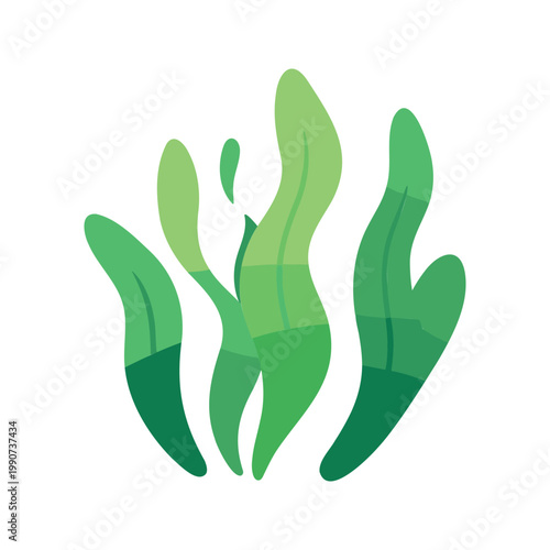Cartoon illustration of sprouting green sea grass against a white background
