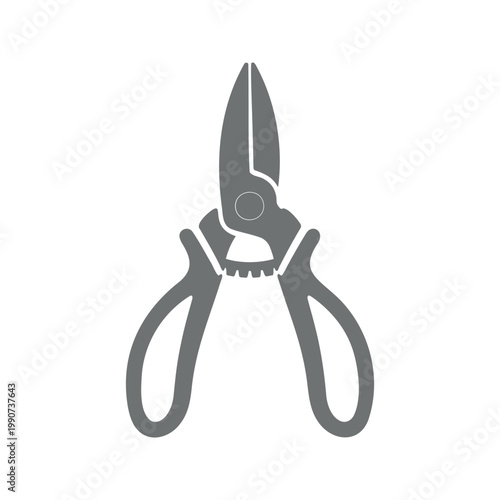 Gray garden secateurs are presented in a simple vector illustration on a white background