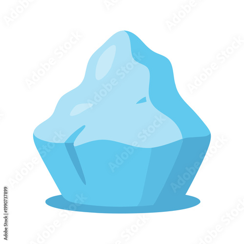 Cartoon iceberg floats serenely in the icy water on a bright, sunny day near the arctic