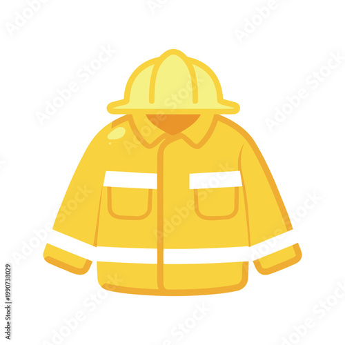 Bright yellow cartoon style firefighter uniform with a matching helmet