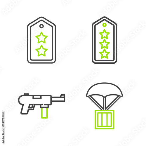 Φωτογραφία Set line Airdrop box, Submachine gun M3, Military rank and icon