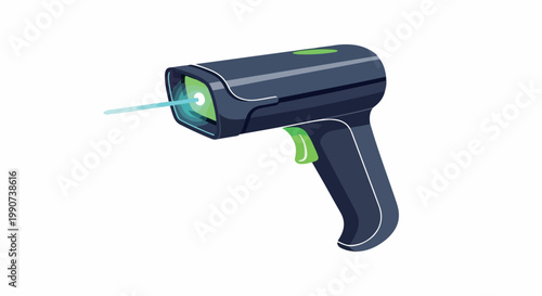 Handheld laser scanner device emitting a green light beam