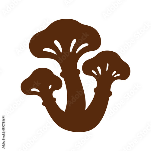 Isolated illustration of three honey fungus mushrooms on a white background