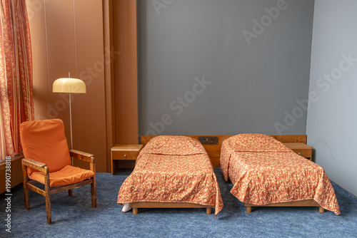Canvas Print A room in the Kosmos Hotel, built for the Olympic Games-80 in Moscow