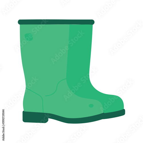 Cartoon illustration of a bright green rubber boot for gardening and outdoor use