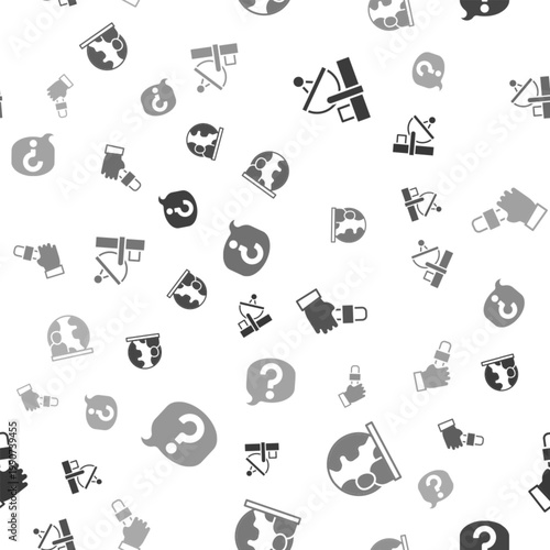 Set Radar, World news, Journalist and Speech bubble chat on seamless pattern. Vector